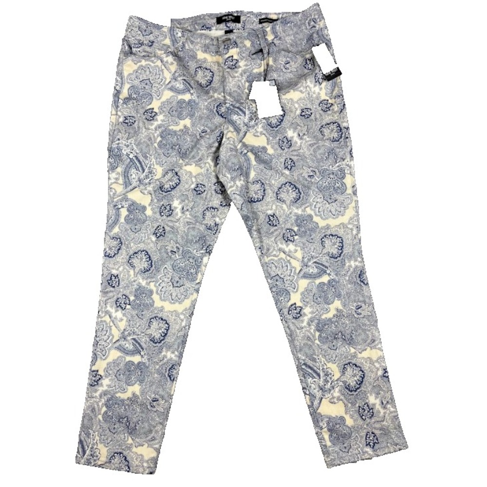Nine West Gramercy Skinny Ankle Jeans Paisley Blue NWT Women's 16 Stretch Denim - Picture 2 of 8
